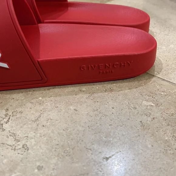 Authentic Givenchy Red Logo Slides - Picture 8 of 11